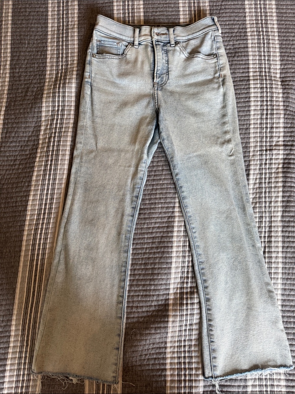 Express high rise cropped flare light wash jeans